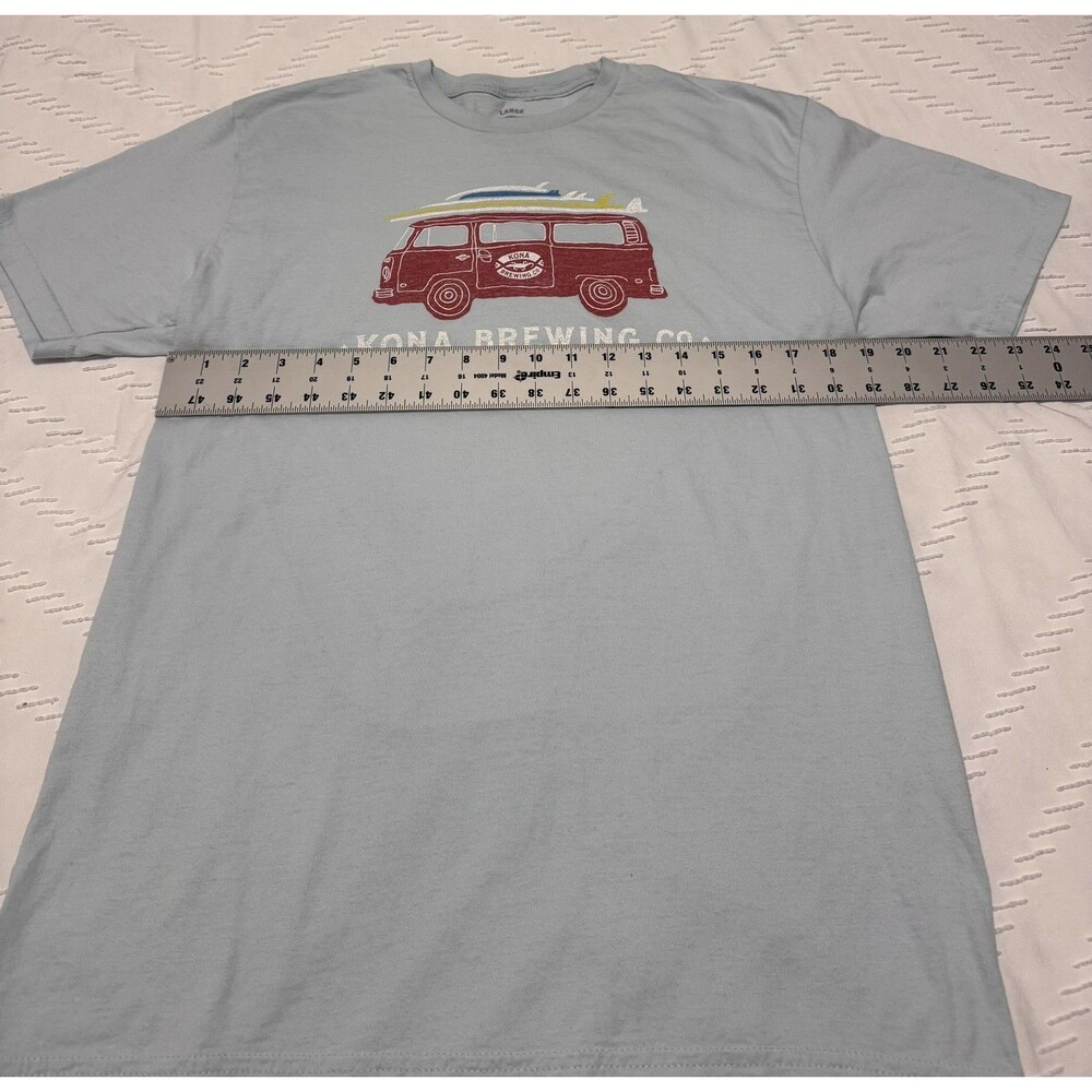 Kona Brewing Liquid Aloha Beach Surf Van Graphic T-Shirt Light Blue Men’s Large - Picture 5 of 6